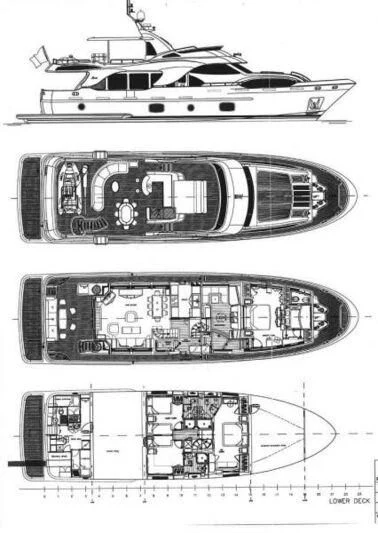 a black and white drawing of a car aboard FARFALLINA Yacht for Sale