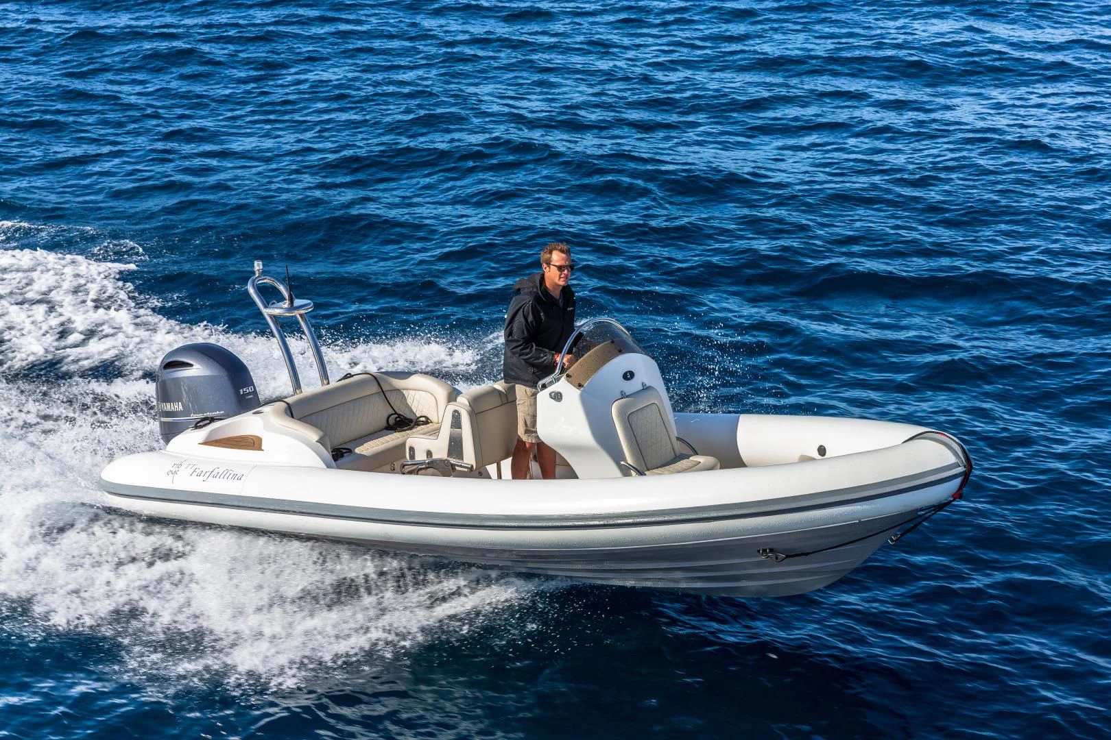 a person on a boat aboard FARFALLINA Yacht for Sale