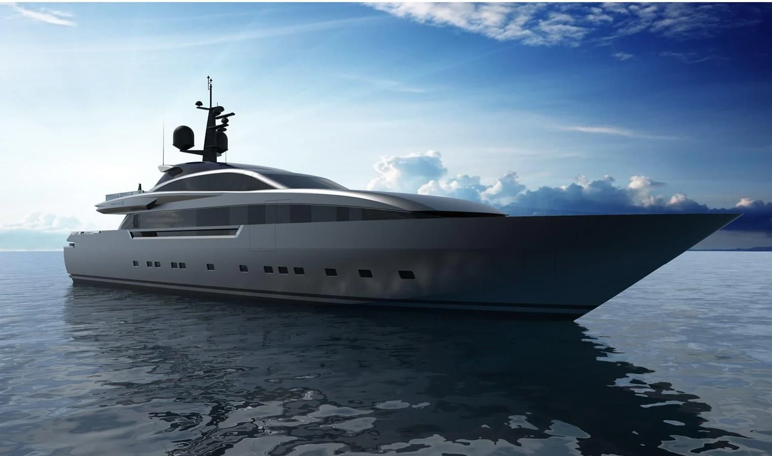 a white yacht in the water aboard RUSH Yacht for Sale