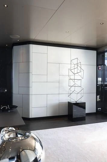 a room with a sink and a large mirror aboard RUSH Yacht for Sale