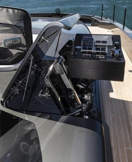 the interior of a car aboard RUSH Yacht for Sale