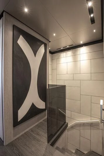 a shower unit in a bathroom aboard RUSH Yacht for Sale