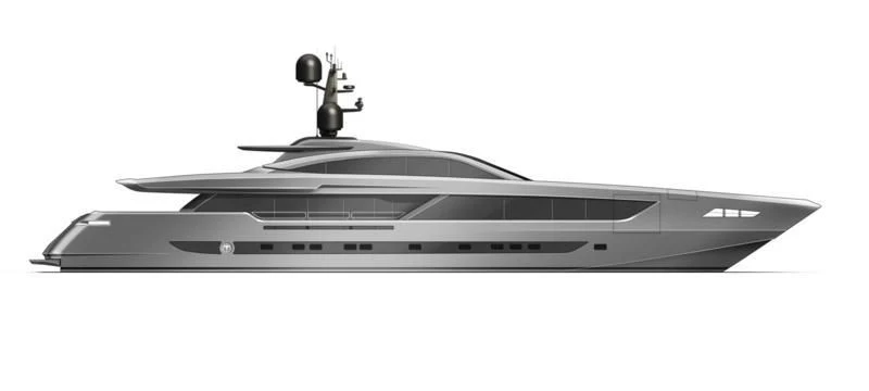 a black and white photo of a boat aboard RUSH Yacht for Sale
