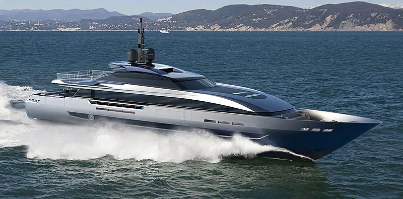 a white yacht on the water aboard RUSH Yacht for Sale