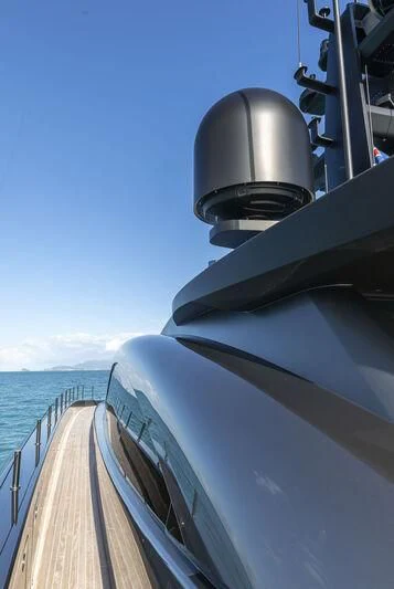 a boat with a large telescope aboard RUSH Yacht for Sale