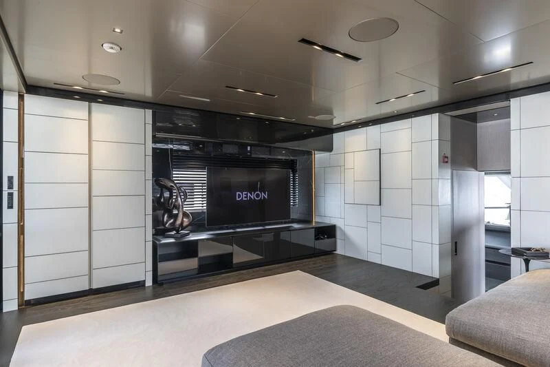 a large modern looking kitchen aboard RUSH Yacht for Sale