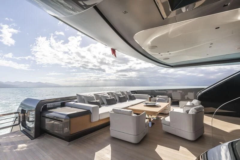 a room with a large window aboard RUSH Yacht for Sale