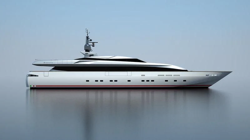 a white and red boat aboard RUSH Yacht for Sale