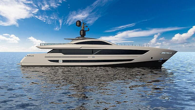 a white yacht in the water aboard RUSH Yacht for Sale