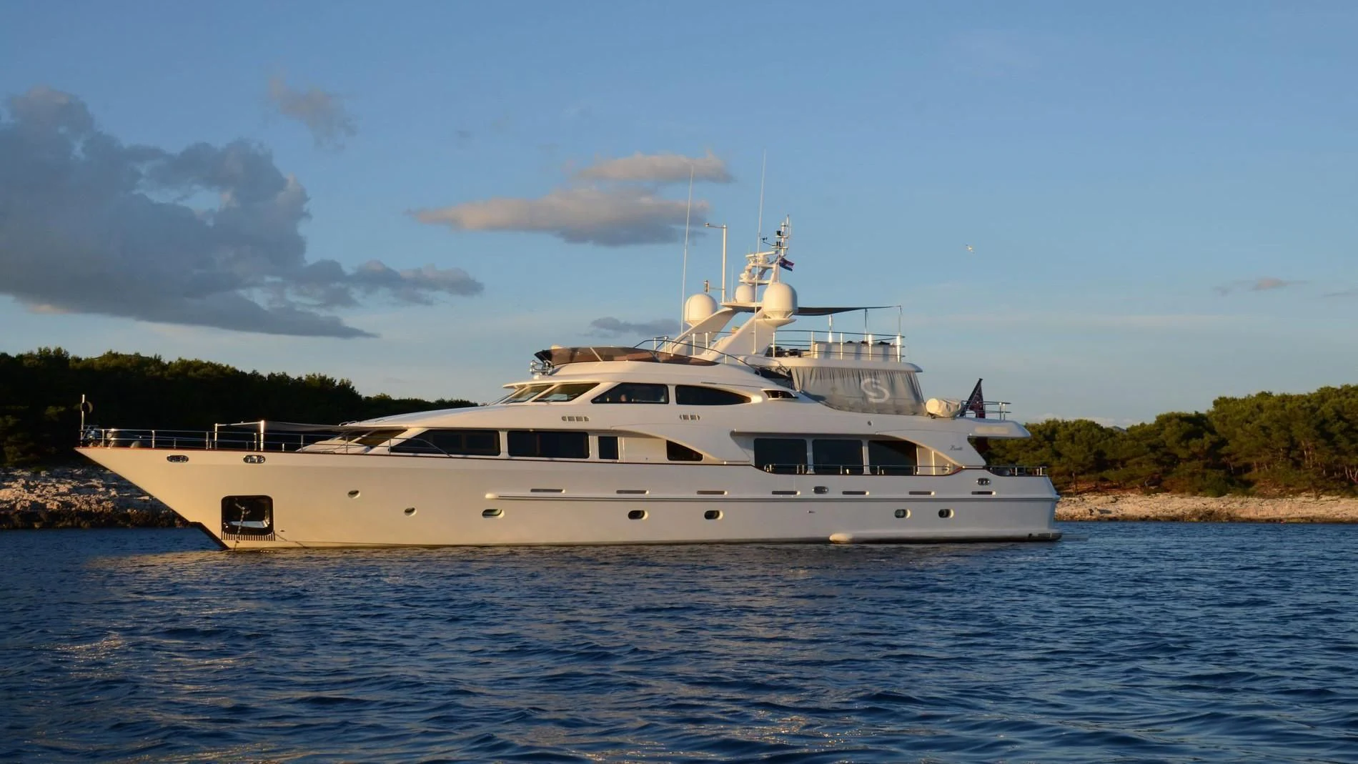 a boat on the water aboard SALUTE Yacht for Sale