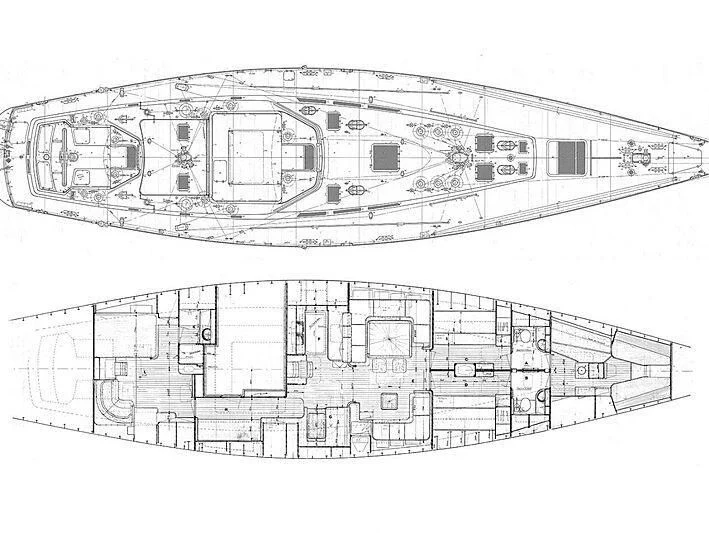 diagram, engineering drawing aboard EBB TIDE Yacht for Sale