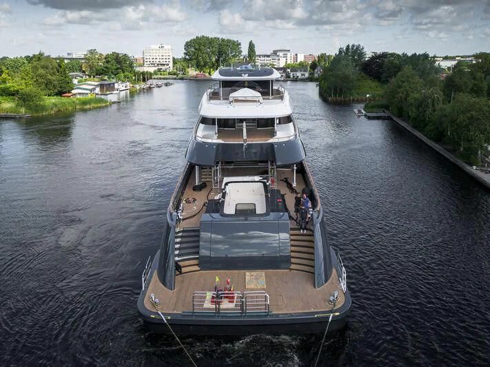 a boat on the water aboard B Yacht for Sale