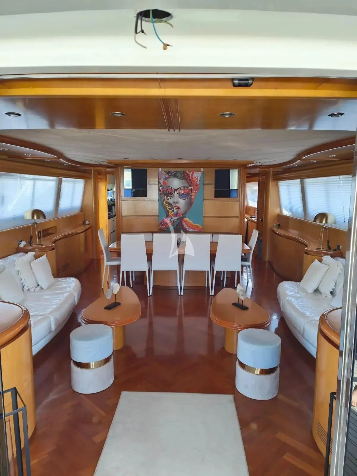 inside of a train aboard LADY A Yacht for Charter