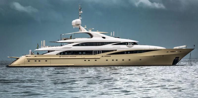 a large white yacht aboard KOLAHA Yacht for Sale