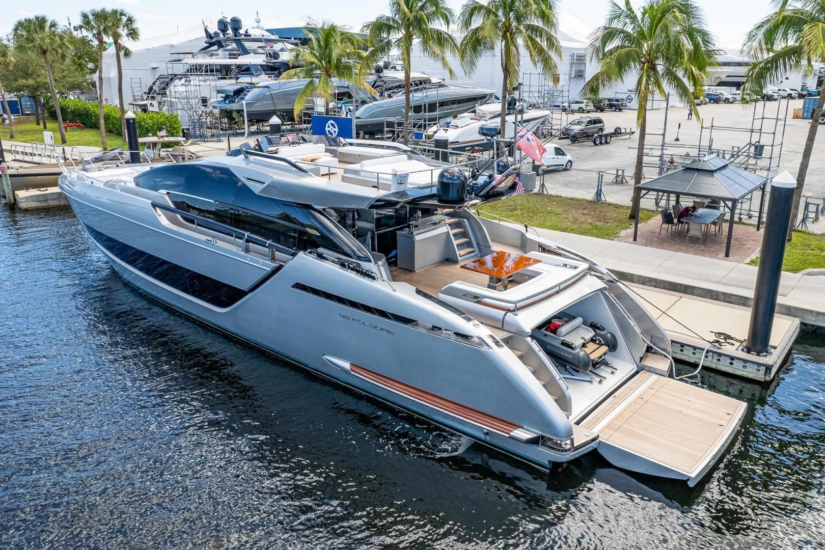 a boat docked at a pier aboard LISOLO Yacht for Sale