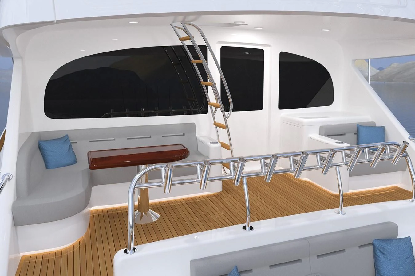 a boat with a seat and a seat on the deck aboard HEAVY ACTION Yacht for Sale