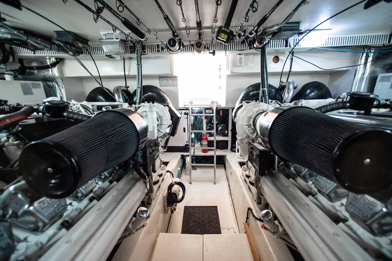 a large room with large machinery aboard ONE MORE TIME Yacht for Sale