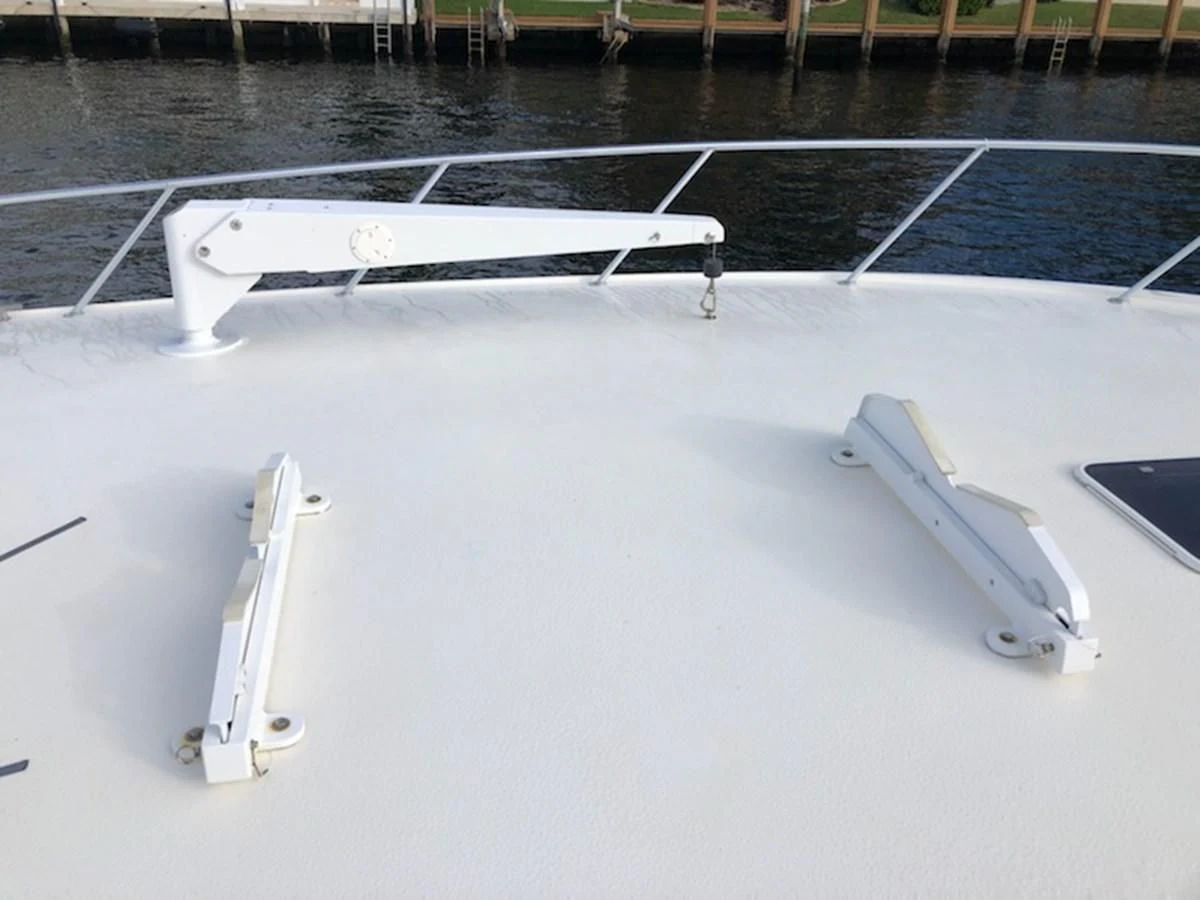 a couple of snowboards on a deck aboard ONE MORE TIME Yacht for Sale