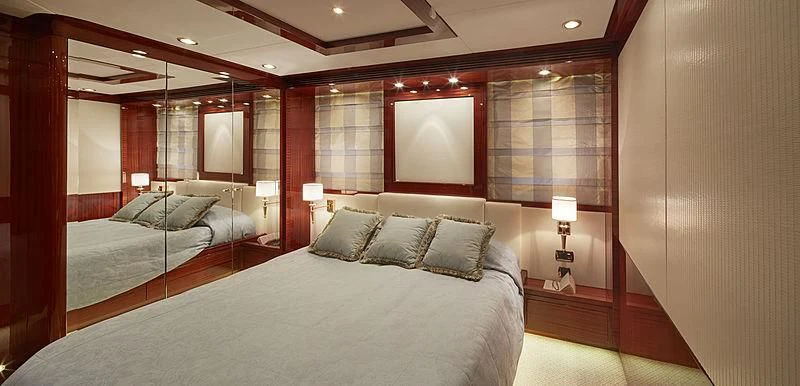 a room with two beds aboard FORWIN Yacht for Sale