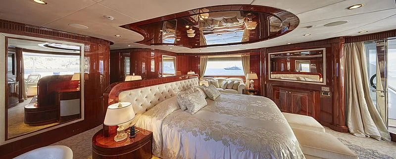 a large bedroom with a large bed aboard FORWIN Yacht for Sale