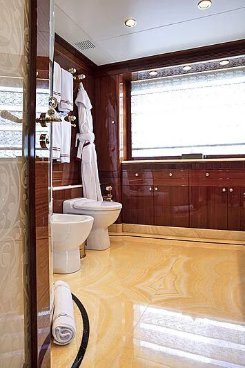 a bathroom with a stand up shower aboard FORWIN Yacht for Sale