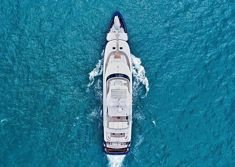 a white and black boat in the water aboard FORWIN Yacht for Sale