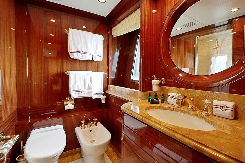 a bathroom with a sink and a toilet aboard FORWIN Yacht for Sale
