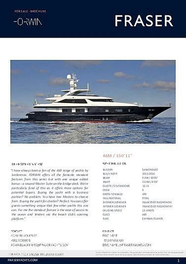 graphical user interface aboard FORWIN Yacht for Sale