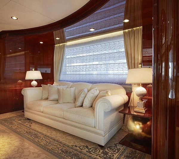 a large bed in a room aboard FORWIN Yacht for Sale