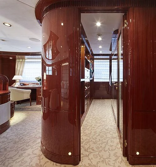 a large wooden door aboard FORWIN Yacht for Sale