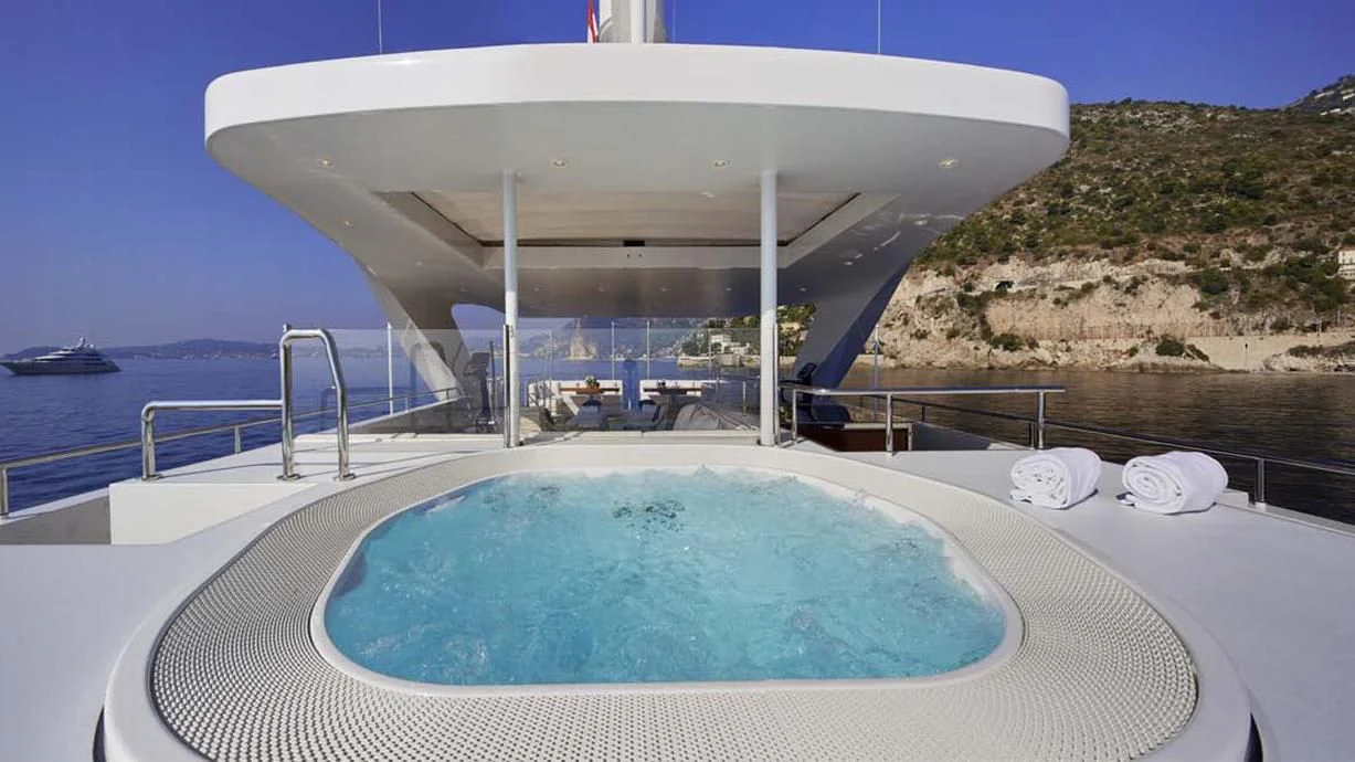 a swimming pool on a boat aboard FORWIN Yacht for Sale