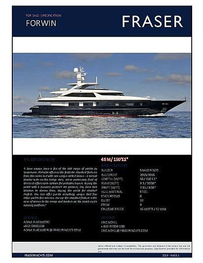 graphical user interface, website aboard FORWIN Yacht for Sale