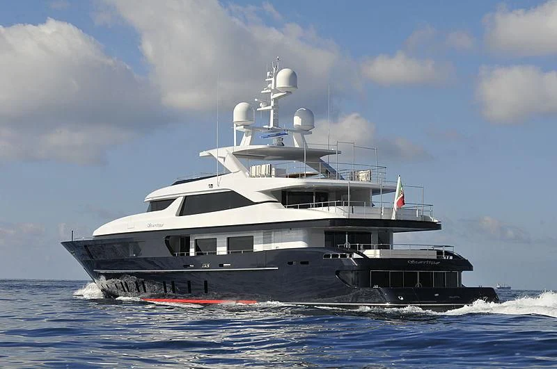 a large ship in the water aboard FORWIN Yacht for Sale