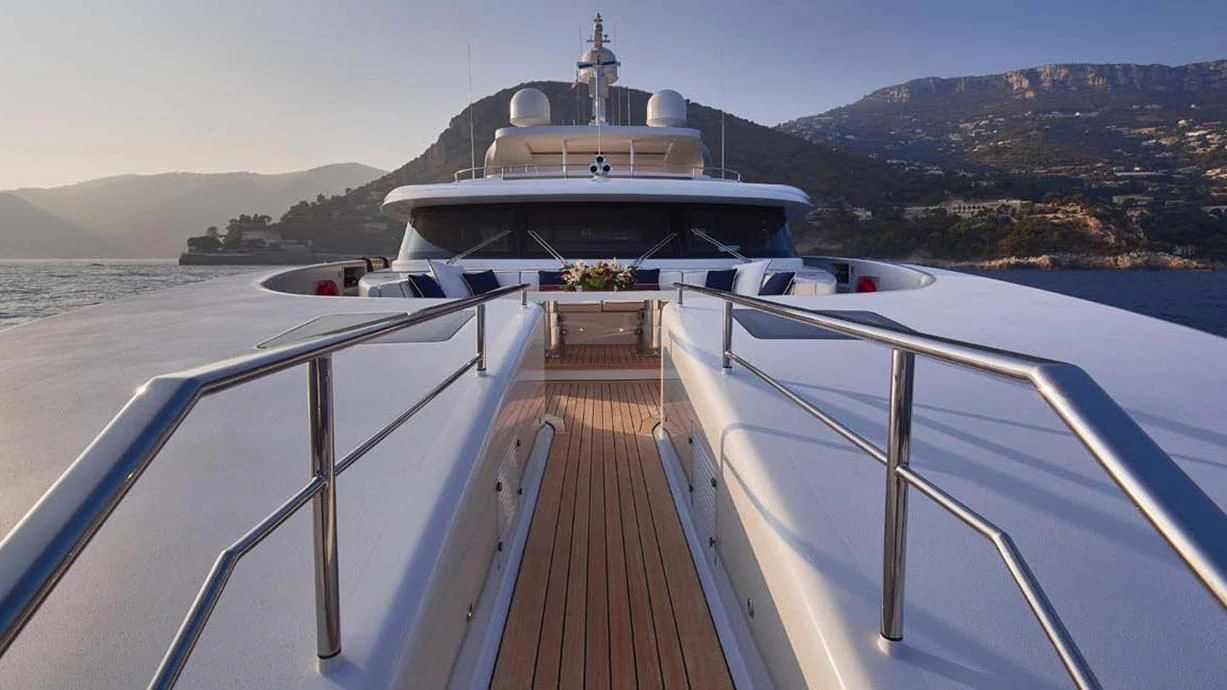 a large boat on a body of water aboard FORWIN Yacht for Sale