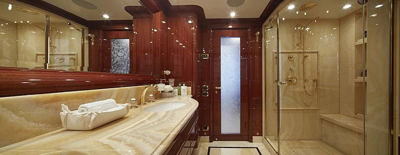 a bathroom with a large bathtub aboard FORWIN Yacht for Sale