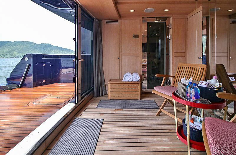 a boat on a deck aboard FORWIN Yacht for Sale