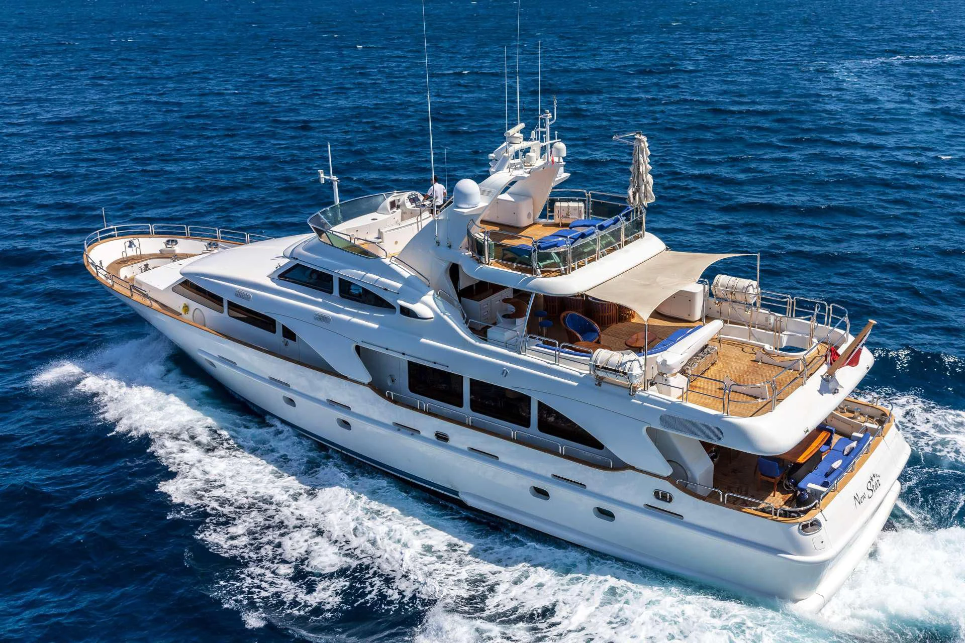 a boat on the water aboard NEW STAR Yacht for Charter