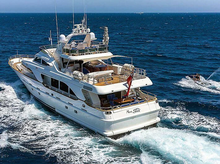 a boat on the water aboard NEW STAR Yacht for Charter