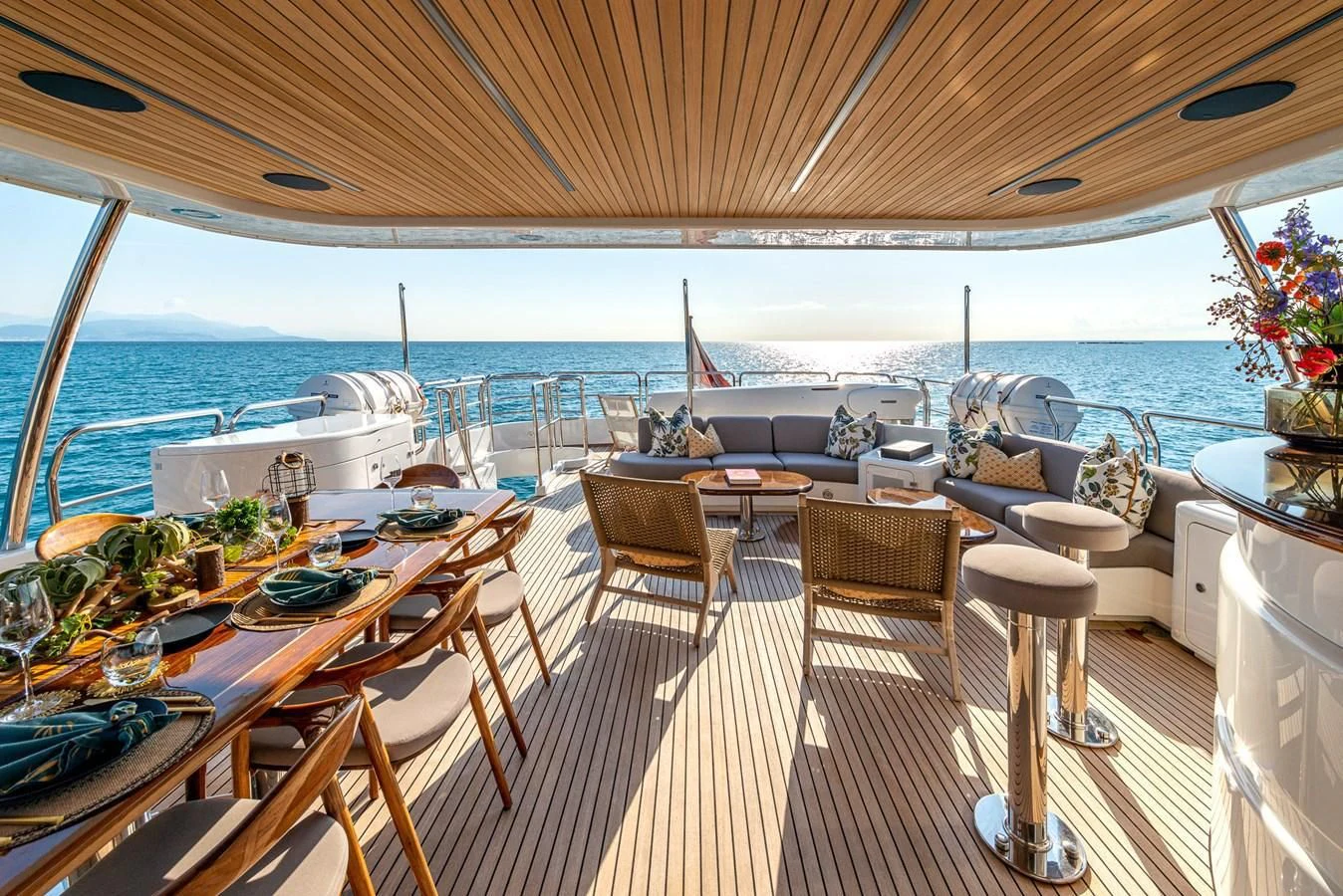 a boat on the water aboard NEW STAR Yacht for Charter