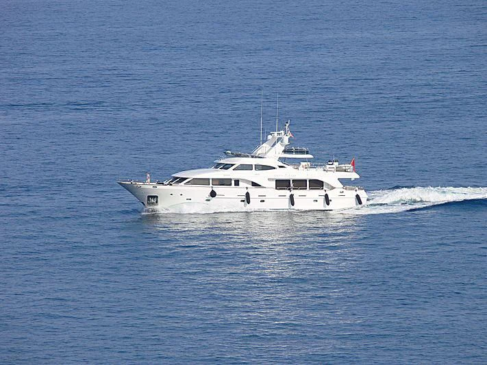 a white boat in the water aboard NEW STAR Yacht for Charter