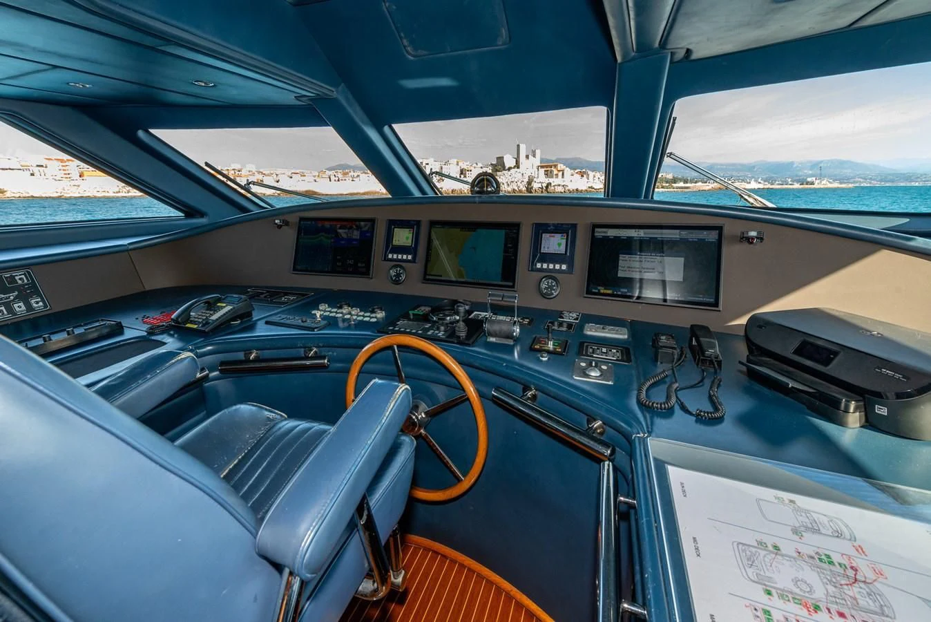 inside of a car aboard NEW STAR Yacht for Charter