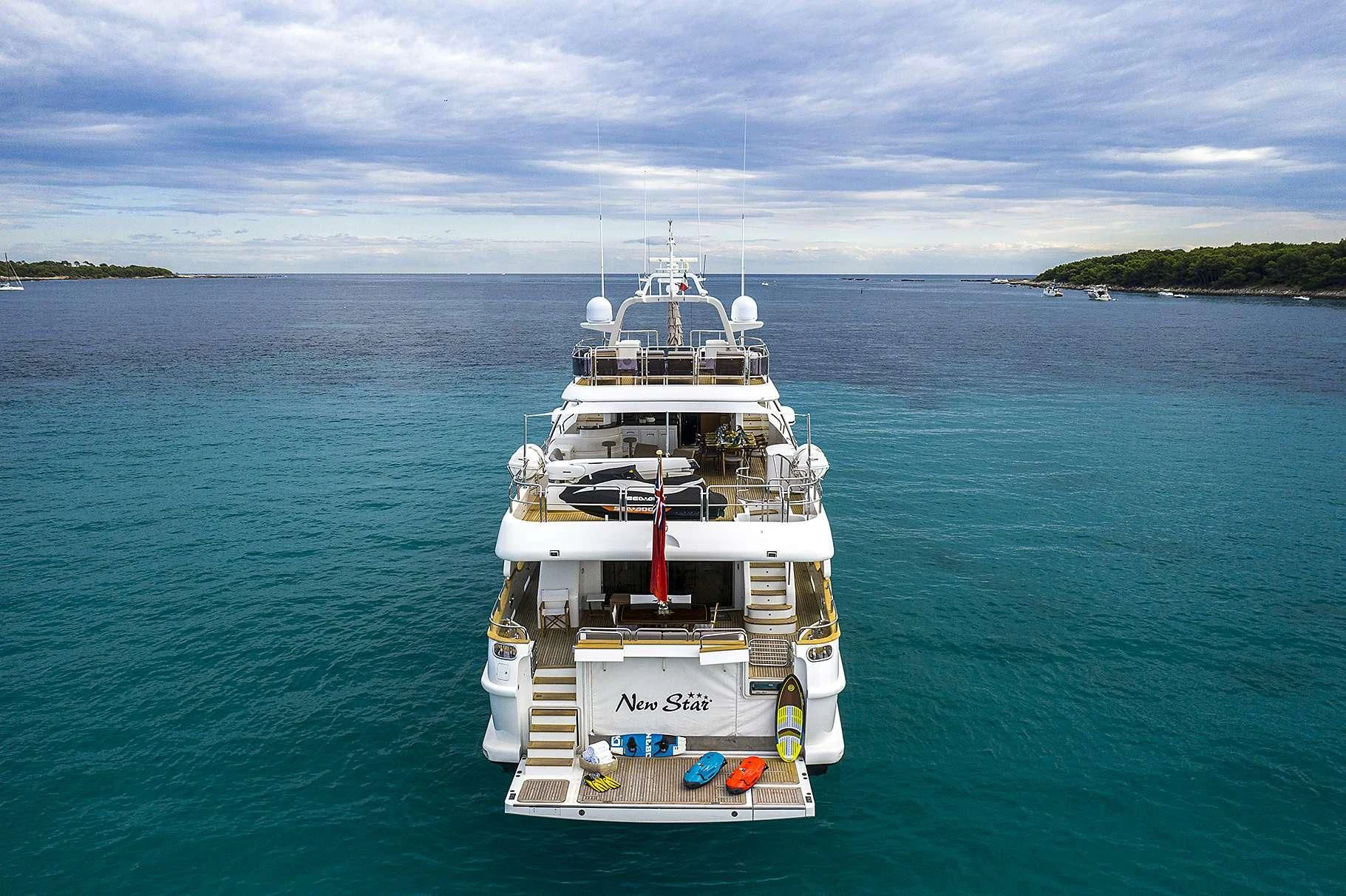 a boat in the water aboard NEW STAR Yacht for Charter