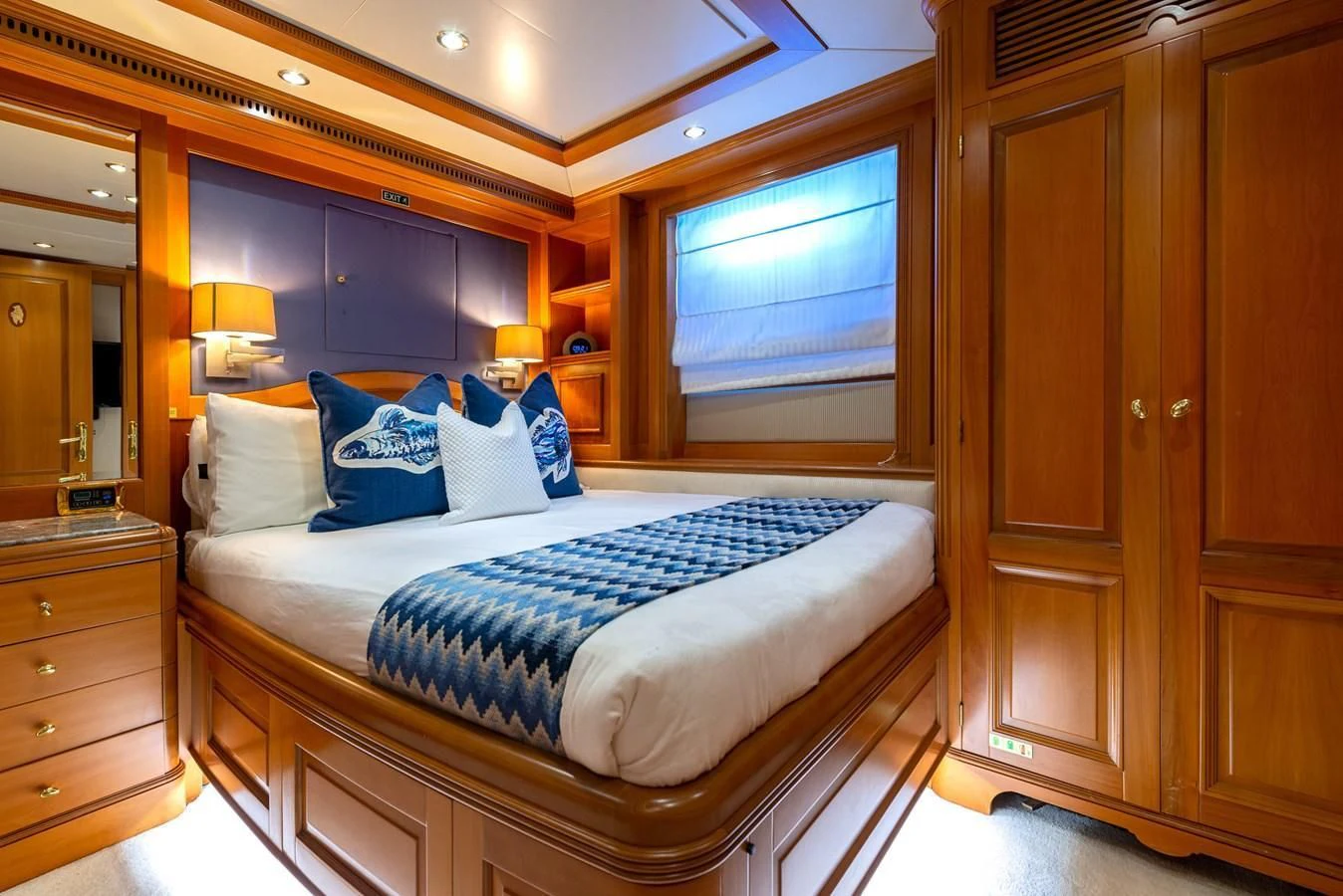 a bed in a room aboard NEW STAR Yacht for Charter