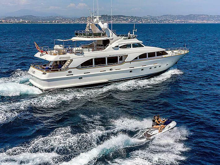 a boat in the water aboard NEW STAR Yacht for Charter