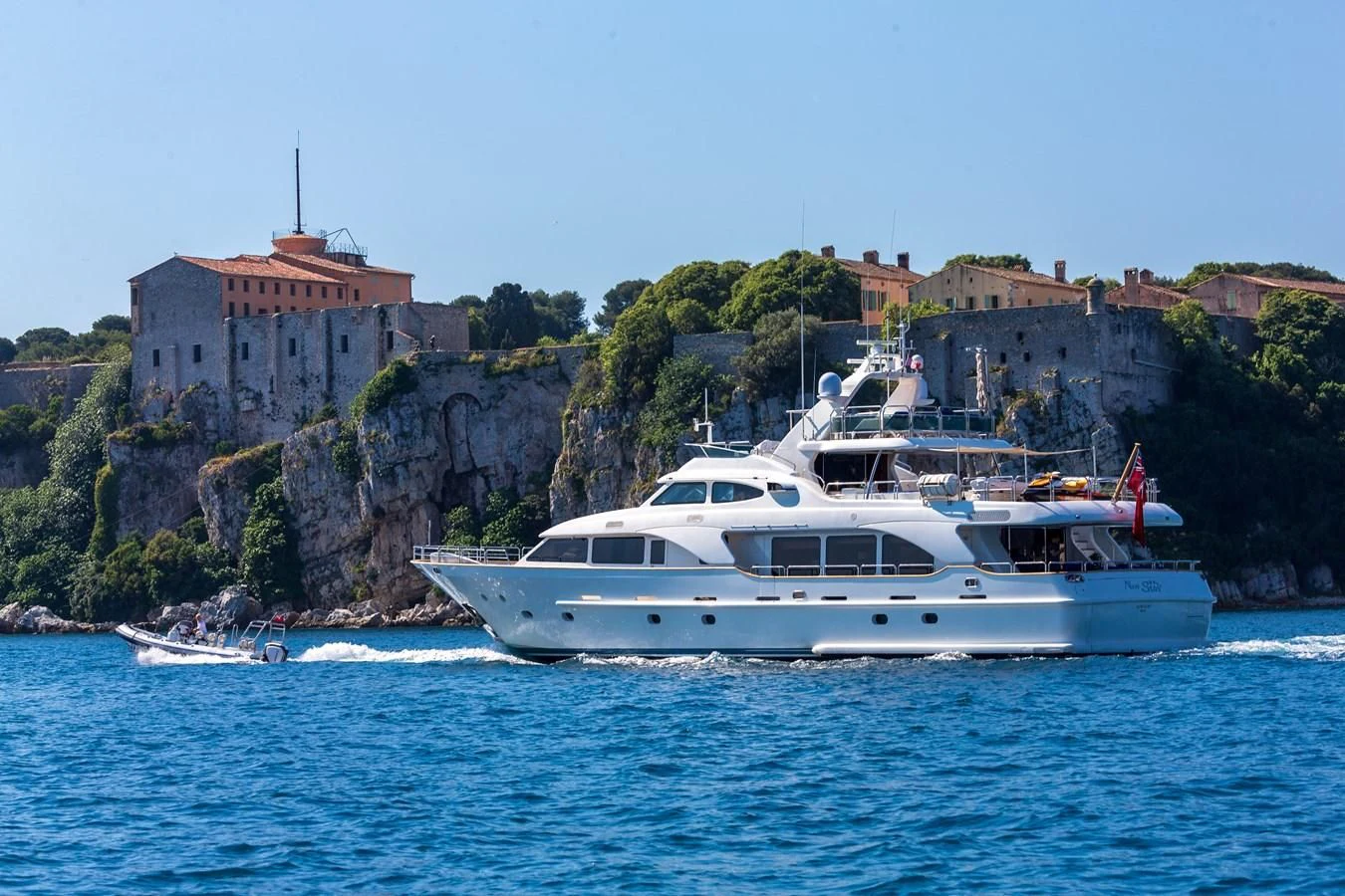 a boat on the water aboard NEW STAR Yacht for Charter
