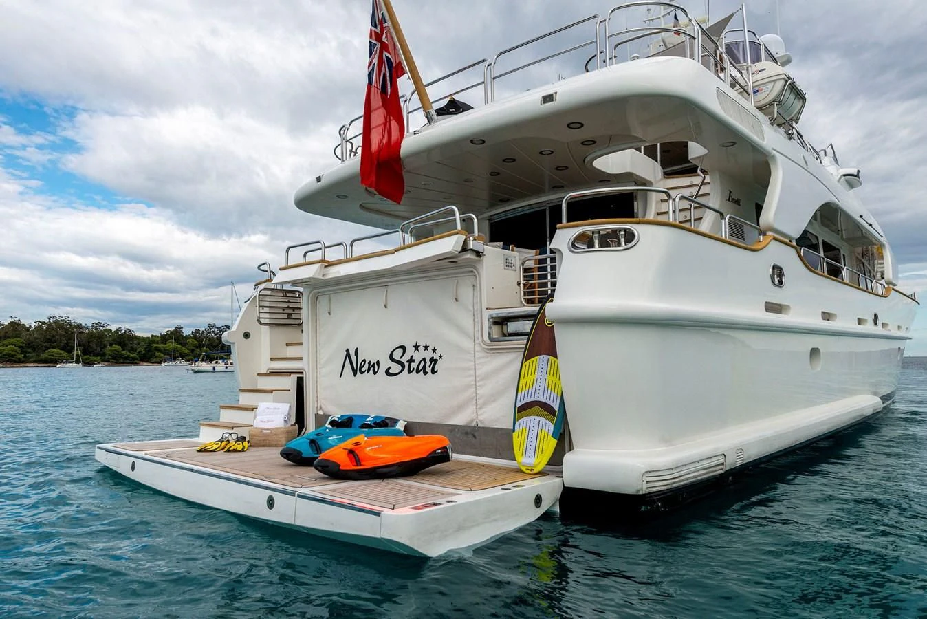 a boat on the water aboard NEW STAR Yacht for Charter