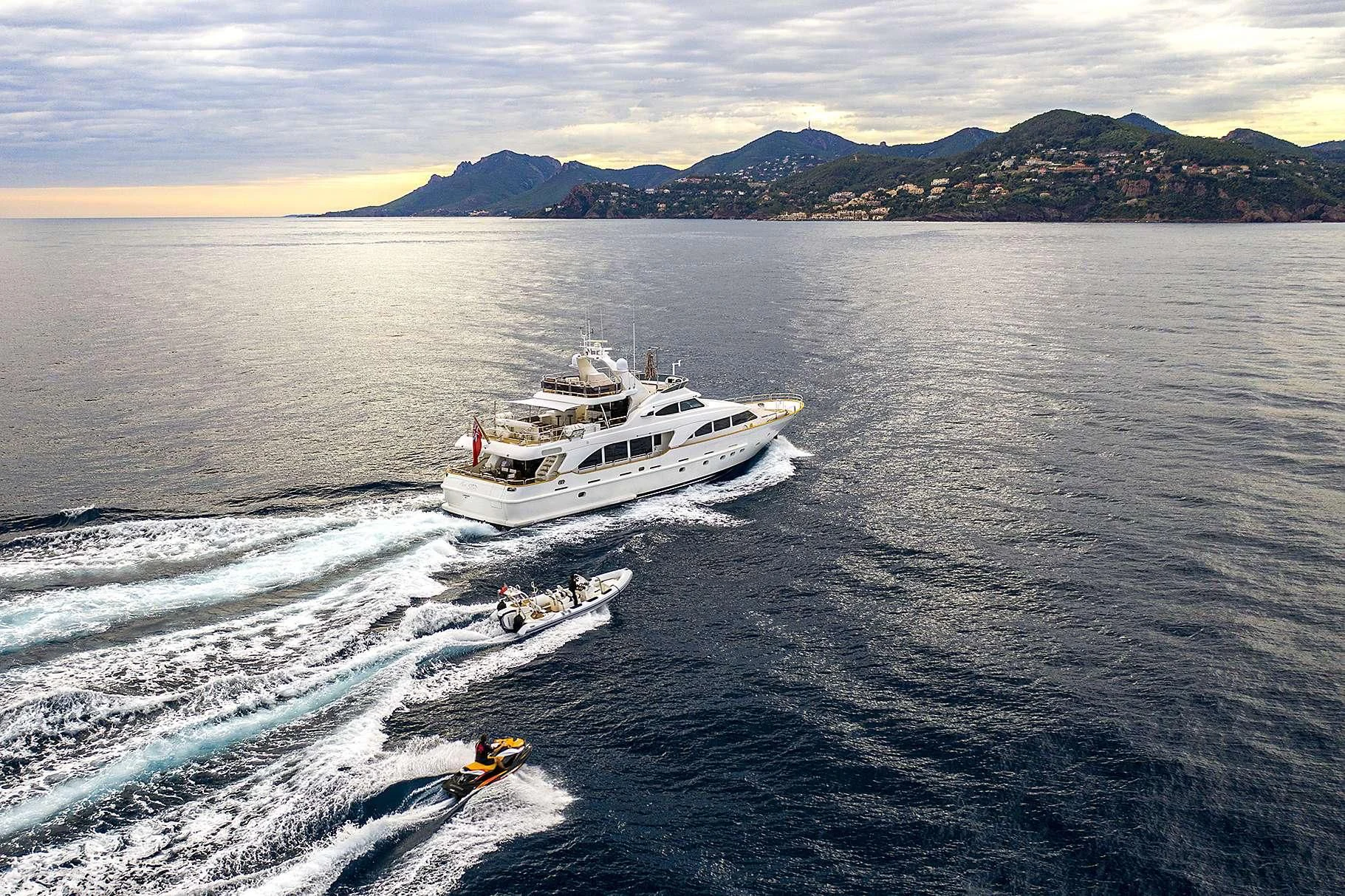 a boat on the water aboard NEW STAR Yacht for Charter