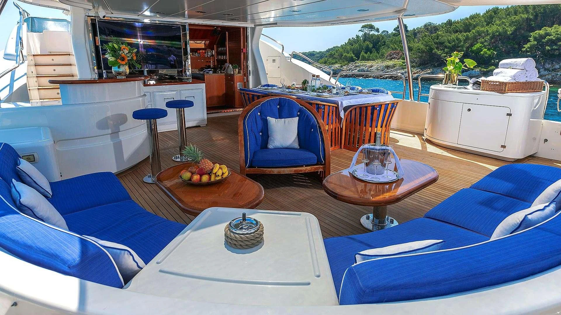 a boat on the water aboard NEW STAR Yacht for Charter