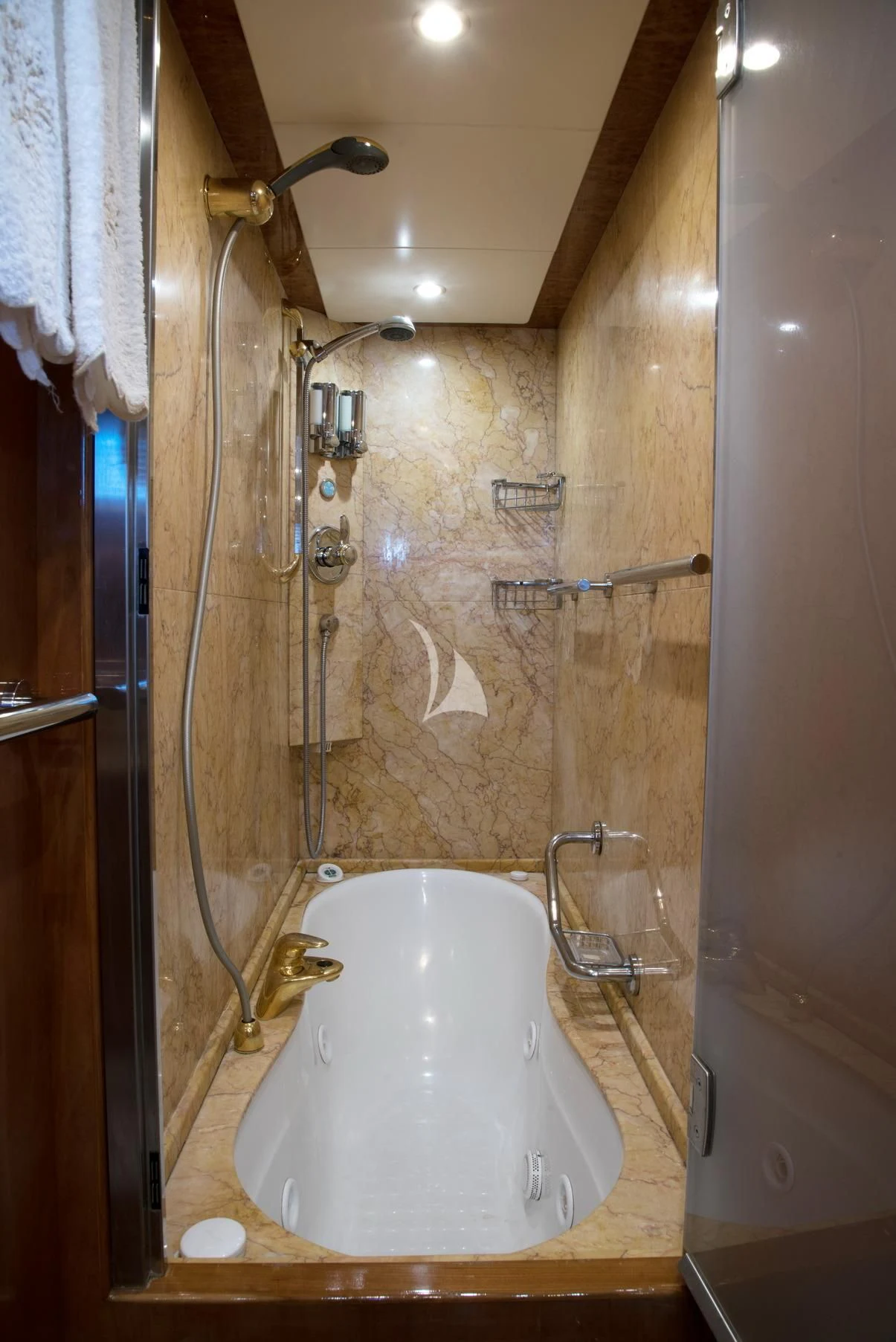 a bathroom with a large bathtub aboard D'ARISTOTELIS Yacht for Sale