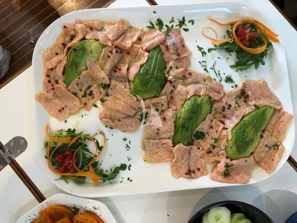 a plate of food aboard D'ARISTOTELIS Yacht for Sale
